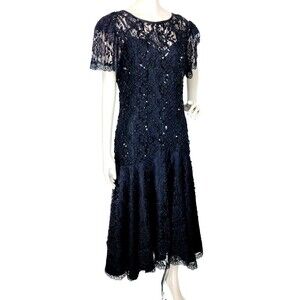 VTG Dark Romance Goth Witchycore Halloween Wedding Black Lace Beads Party Dress
